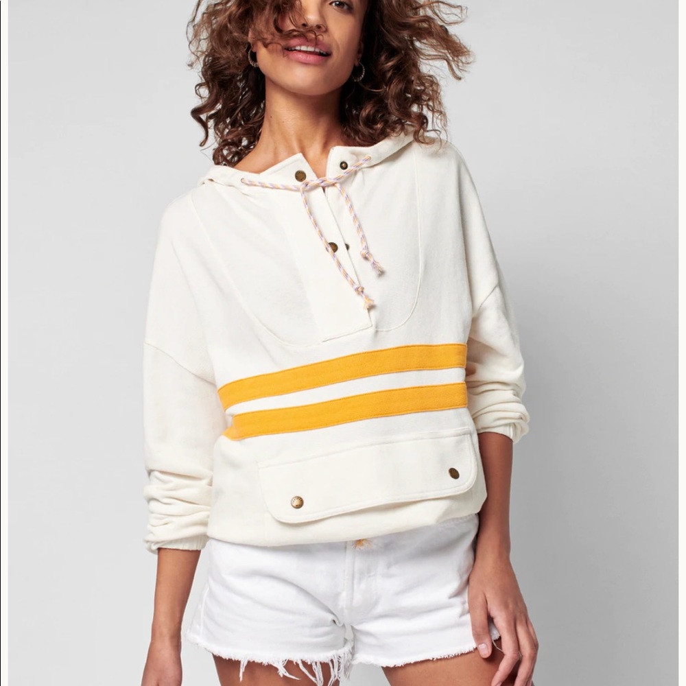 NWT Faherty Brand Daybreak French Terry Hoodie with Sunshine Detail